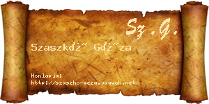 Szaszkó Géza névjegykártya