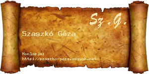 Szaszkó Géza névjegykártya