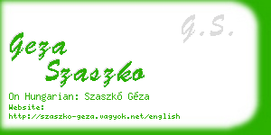 geza szaszko business card