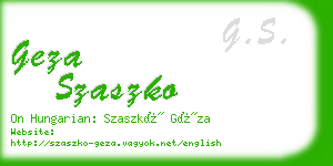 geza szaszko business card